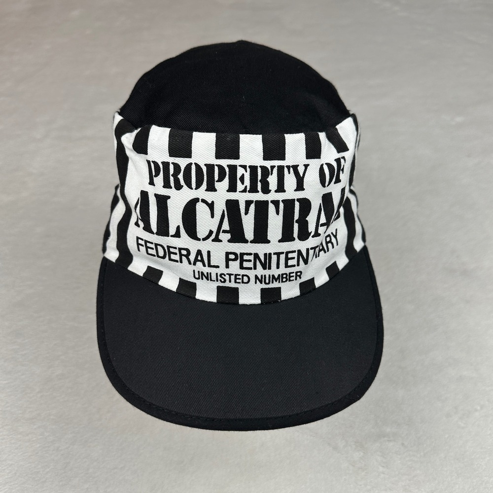 Vintage Smith Novelty Alcatraz Federal Penitentiary Striped Painter Cap Hat